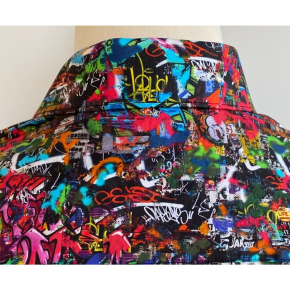 Bertigo Graffiti Long Sleeve Stretch Shirt size L - Picture 11 of 14